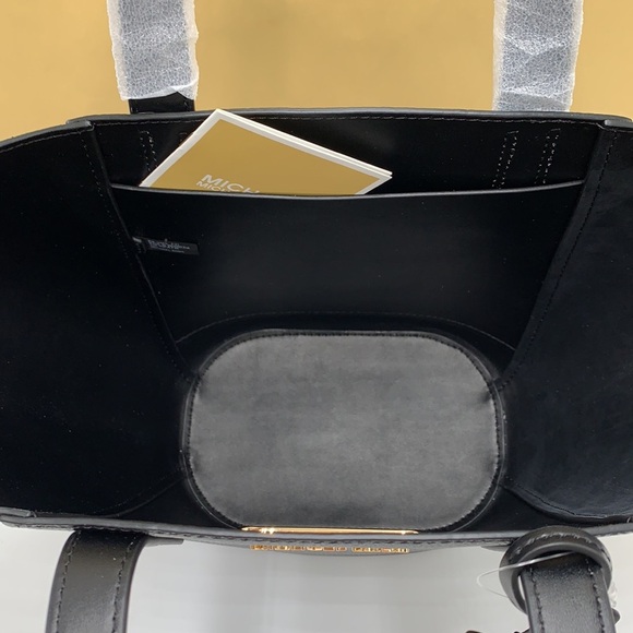 MICHAEL KORS PORTIA SMALL TOTE BLACK COLOR PEBBLED LEATHER/SUEDE - Picture 12 of 16